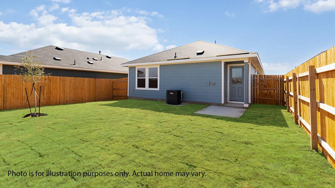 Exterior details and patio area of a home in Marigold, Kyle (Image 4).