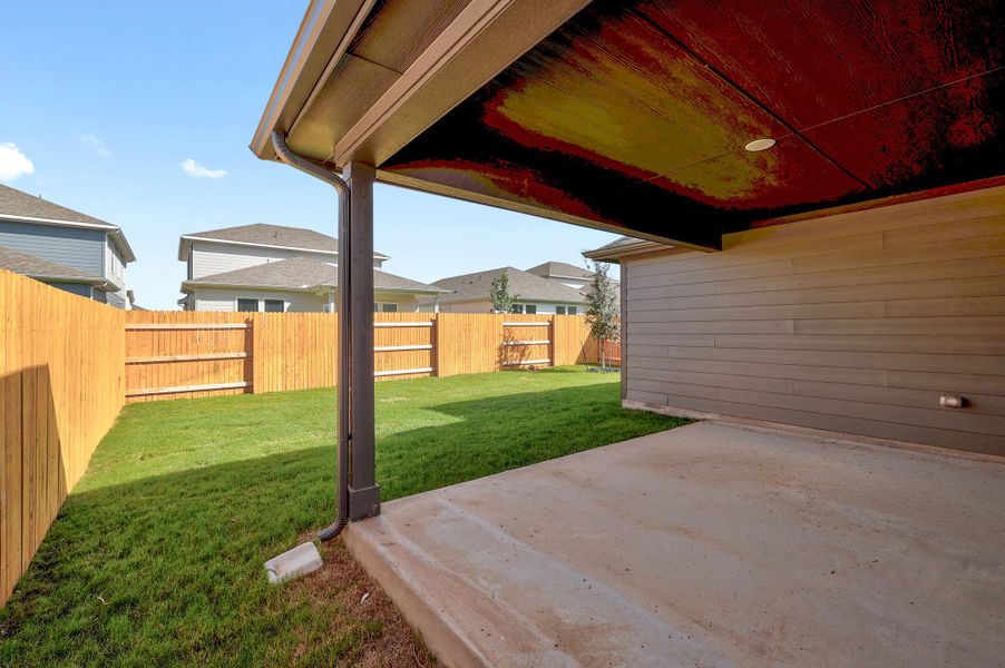 Exterior details and patio area of a home in Prairie Winds, Hutto (Image 3).