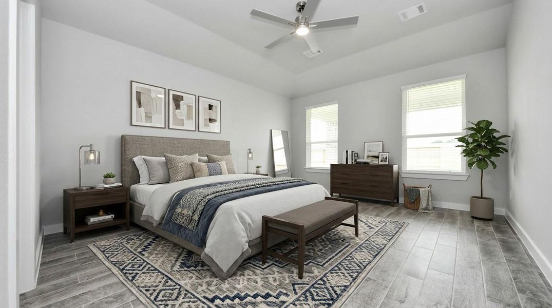 Virtually Staged - Primary Bedrooom. Sample photo of completed home with similar floor plan. Actual colors and selections may vary.
