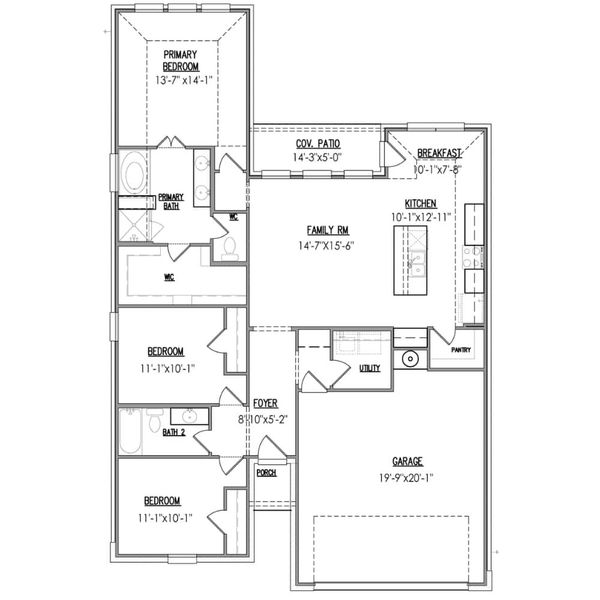 2D floor plan layout for the The Bishop by Lillian Custom Homes in Hickory Hill, Sherman, TX (Image 5).