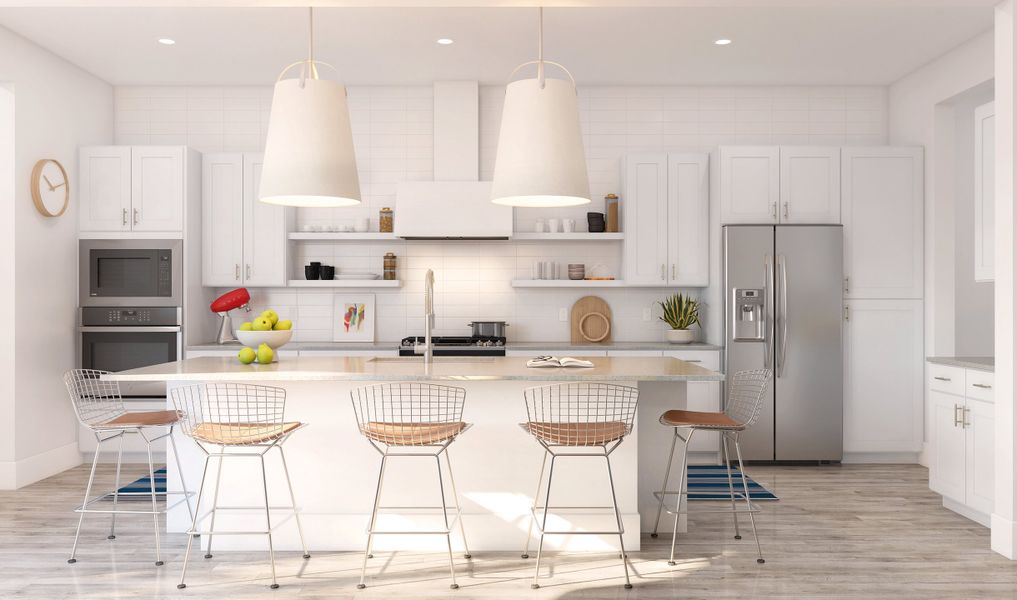 Kitchen with pendant lighting