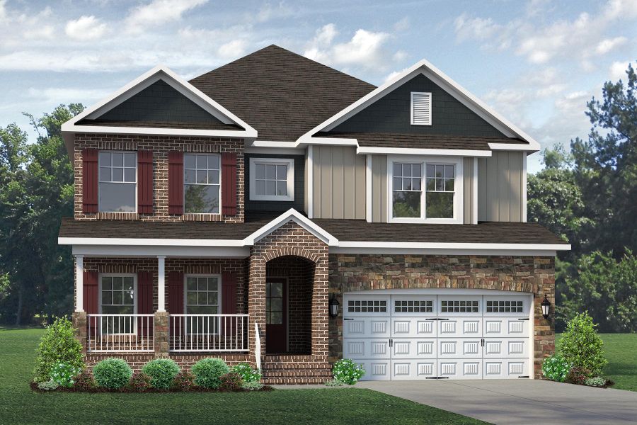 Representative exterior photo of a completed home built from the Hanover Lux by Keystone Homes NC in Weybridge, Burlington, NC (Image 22).