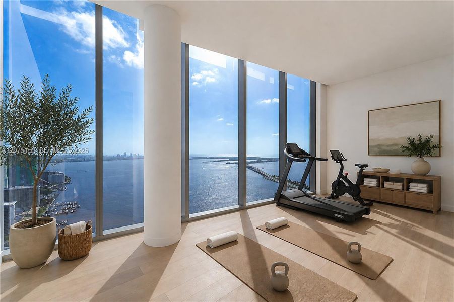 Gym. UNA Residences Brickell. One or more photos have been virtually staged. Gym. UNA Residences Brickell. One or more photos have been virtually staged.