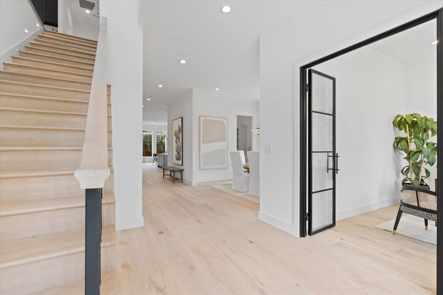 Foyer featuring light wood-type flooring