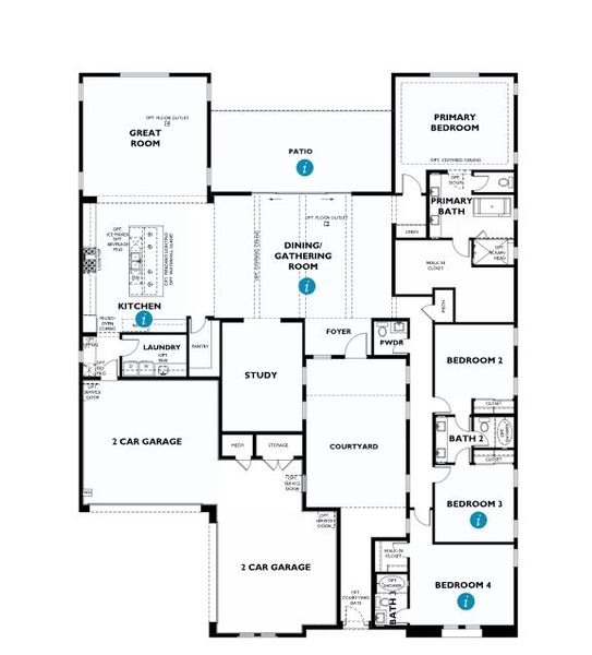 2D floor plan layout of this home in The Reserves at Storyrock, Scottsdale, AZ (Image 5).