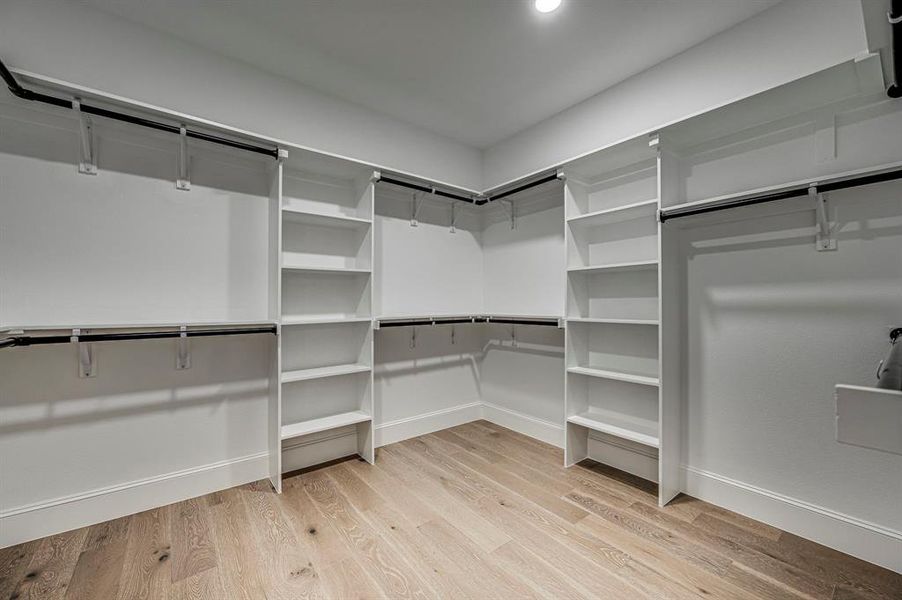 Walk in closet featuring light hardwood / wood-style flooring