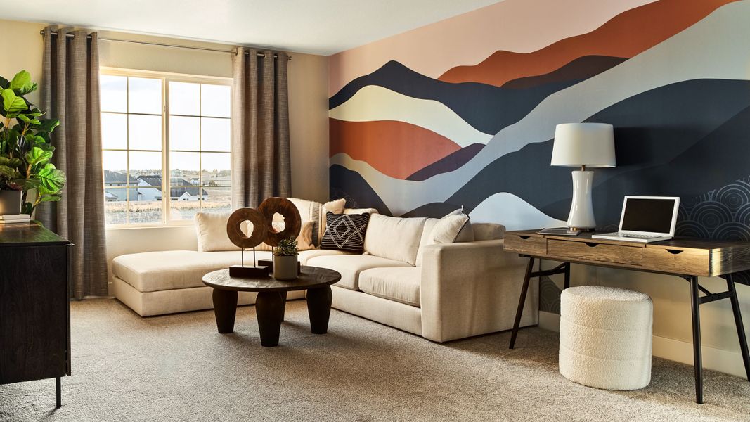 Representative furnished interior of a home built from the Ridgway by Taylor Morrison in Dawson Trails Town Collection, Castle Rock (Image 10).