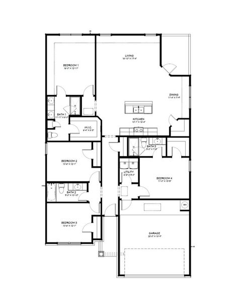 2D floor plan layout of this home in Mesa Ridge, Temple, TX (Image 3).