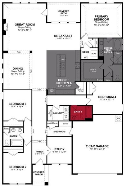 2D floor plan layout of this home in Lovers Landing, Forney, TX (Image 3).