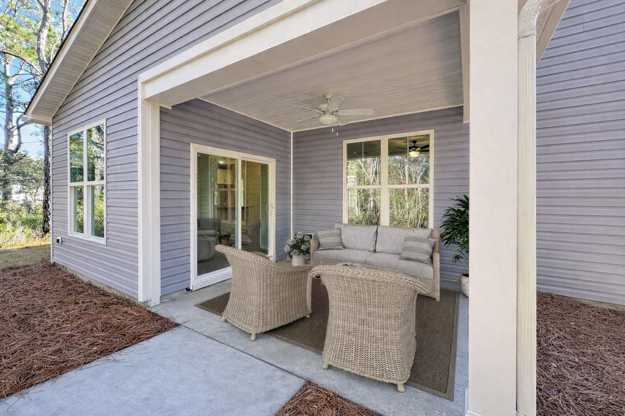 Exterior details and patio area of a home in River Hills, Shallotte (Image 2).