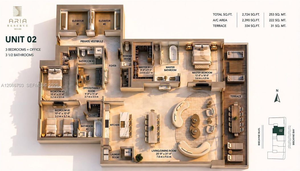 2D floor plan layout of this home in , Miami, FL (Image 5).