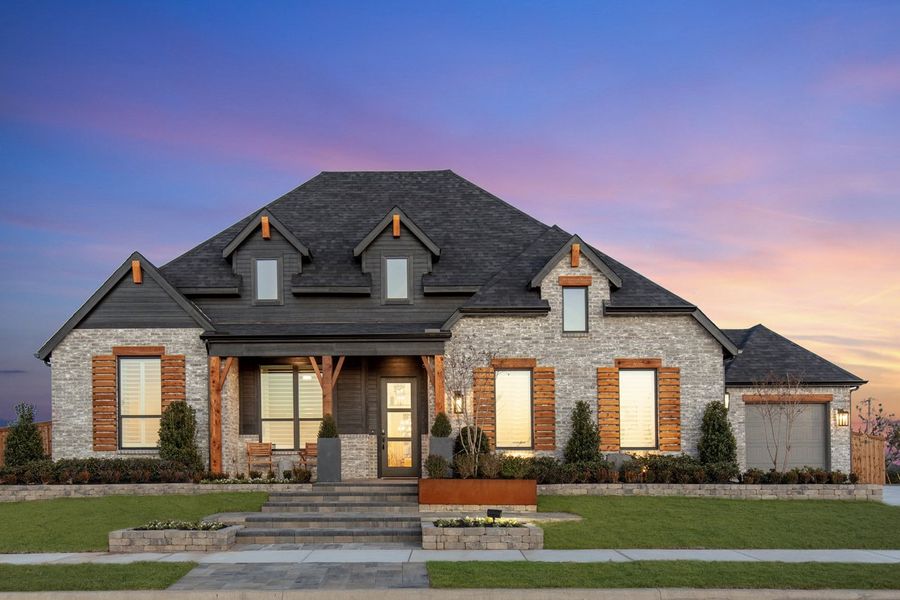 Front exterior of a new home in Canyon Creek Estates, Sherman, TX, highlighting curb appeal (Image 1). Front exterior of a new home in Canyon Creek Estates, Sherman, TX, highlighting curb appeal (Image 1).