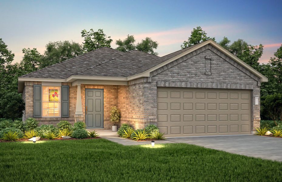 Front exterior of a new home in La Cima, San Marcos, TX, highlighting curb appeal (Image 27).