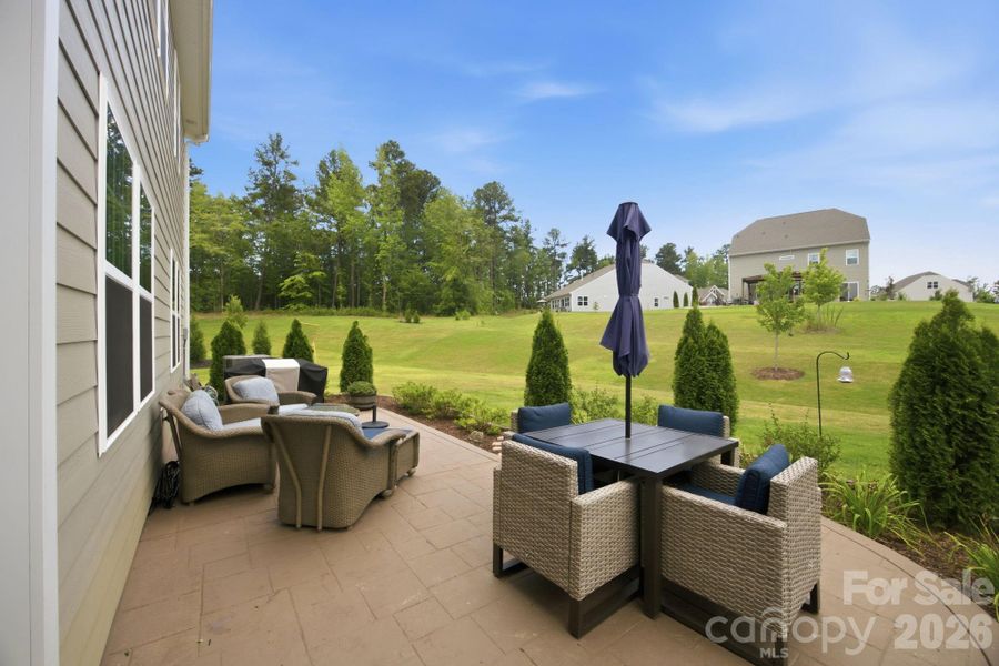Exterior details and patio area of a home in Falls Cove at Lake Norman, Troutman (Image 25).