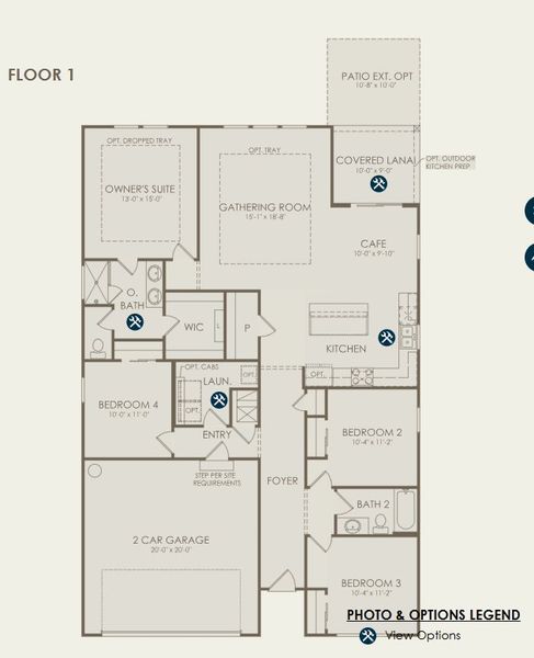 2D floor plan layout for the Highgate by Pulte Homes in Westerly Park at Wildlight, Wildlight, FL (Image 3).