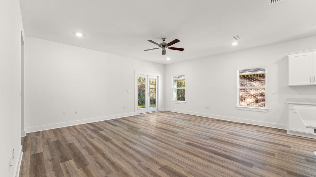 Representative unfurnished interior of a home built from the Kennedy by D.R. Horton in Holley Grove at Peach Creek, Santa Rosa Beach (Image 12). Representative unfurnished interior of a home built from the Kennedy by D.R. Horton in Holley Grove at Peach Creek, Santa Rosa Beach (Image 12).