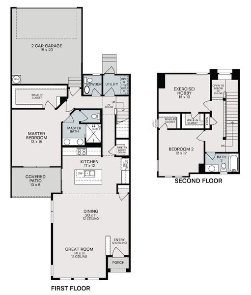 2D floor plan layout of this home in VIDA Townhomes, San Antonio, TX (Image 3).