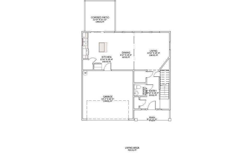 2D floor plan layout for the Reynolds by Enchanted Homes in Arcadia Village, Spartanburg, SC (Image 5).