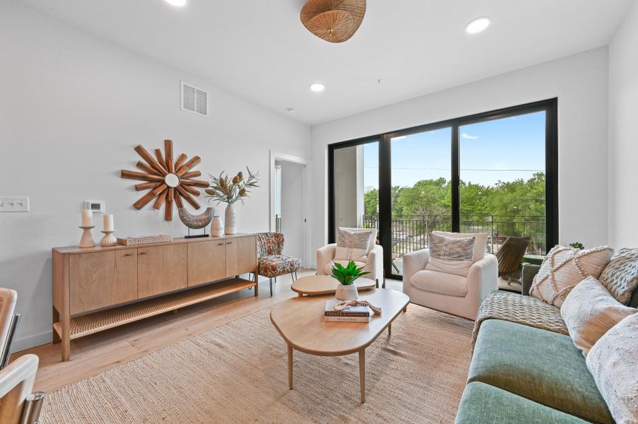 Furnished interior view inside a new home in One Oak, Austin (Image 5).