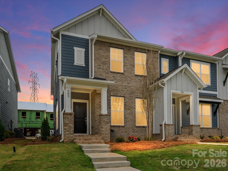 Front exterior of a new home in Hardy Pond Townhomes, Rock Hill, SC, highlighting curb appeal (Image 2).