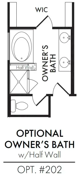 Master Bath – Tub Shower 1/2 Wall