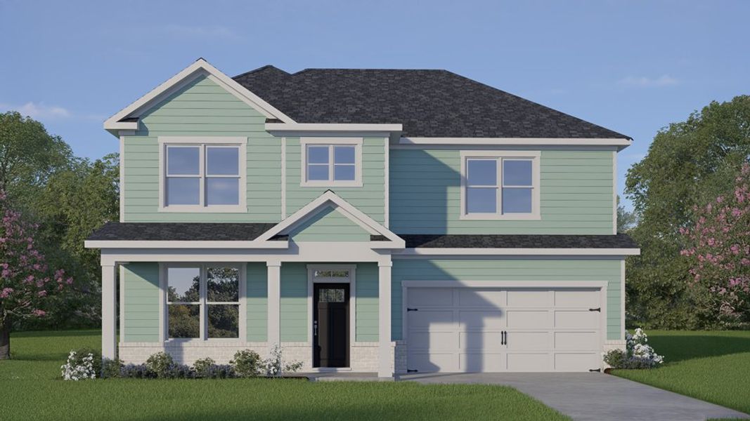 Representative exterior photo of a completed home built from the MORGAN by D.R. Horton in The Estates Park, Apex, NC (Image 1).