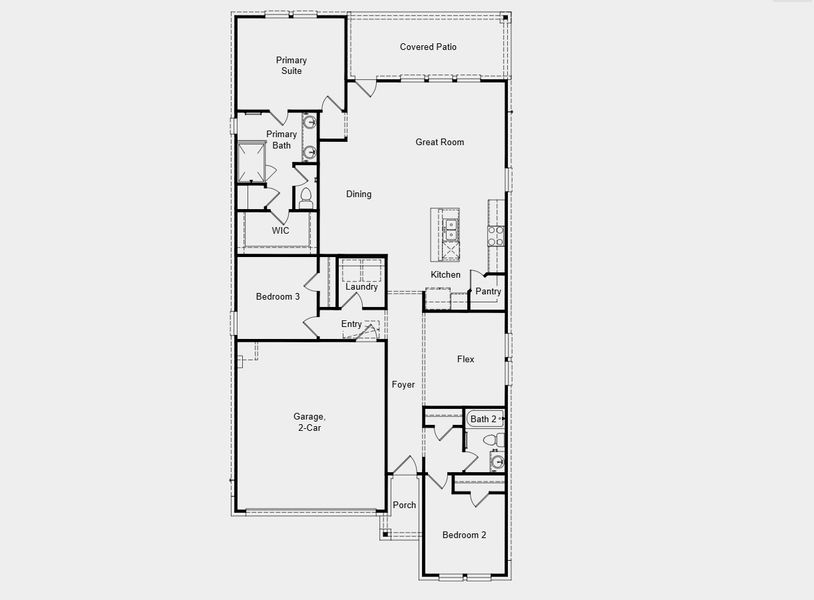 2D floor plan layout for the Barrett by Taylor Morrison in Brookewater 45s, Rosenberg, TX (Image 3).
