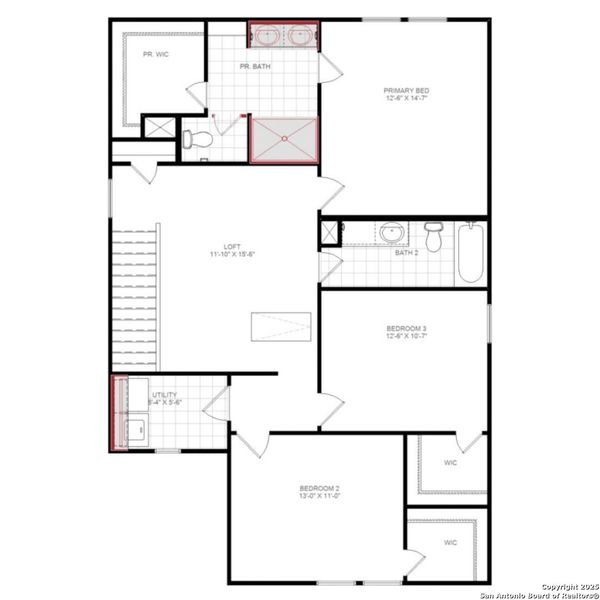 2D floor plan layout of this home in Fairway Crossing 40s, San Antonio, TX (Image 19).