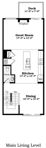 2D floor plan layout for the The Highbridge by Norfolk Homes in Bristol Ridge Townhomes, Ann Arbor, MI (Image 4).