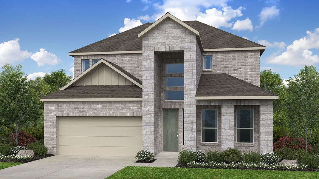 Representative exterior photo of a completed home built from the Piedmont by Taylor Morrison in Silverleaf 50s, Cedar Creek, TX (Image 2). Representative exterior photo of a completed home built from the Piedmont by Taylor Morrison in Silverleaf 50s, Cedar Creek, TX (Image 2).