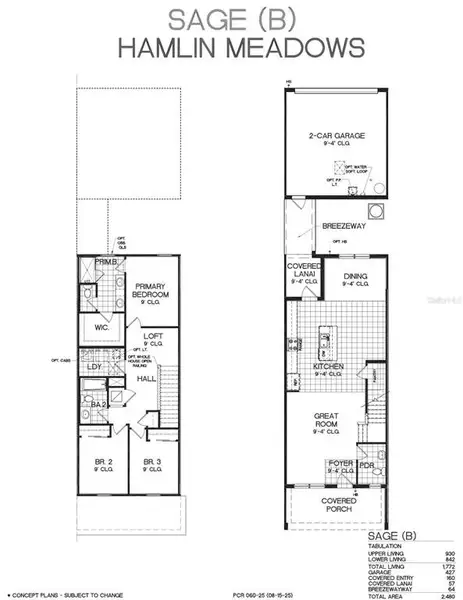 2D floor plan layout of this home in Hamlin Meadows, Winter Garden, FL (Image 3).