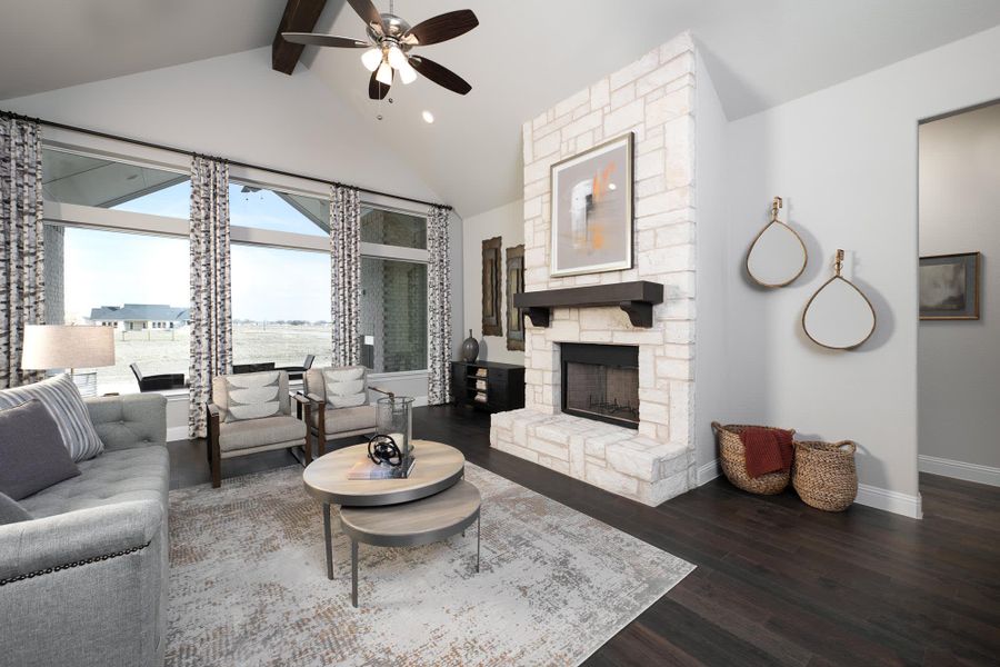 Family Room | Concept 3141 at Hidden Creek Estates in Van Alstyne, TX by Landsea Homes