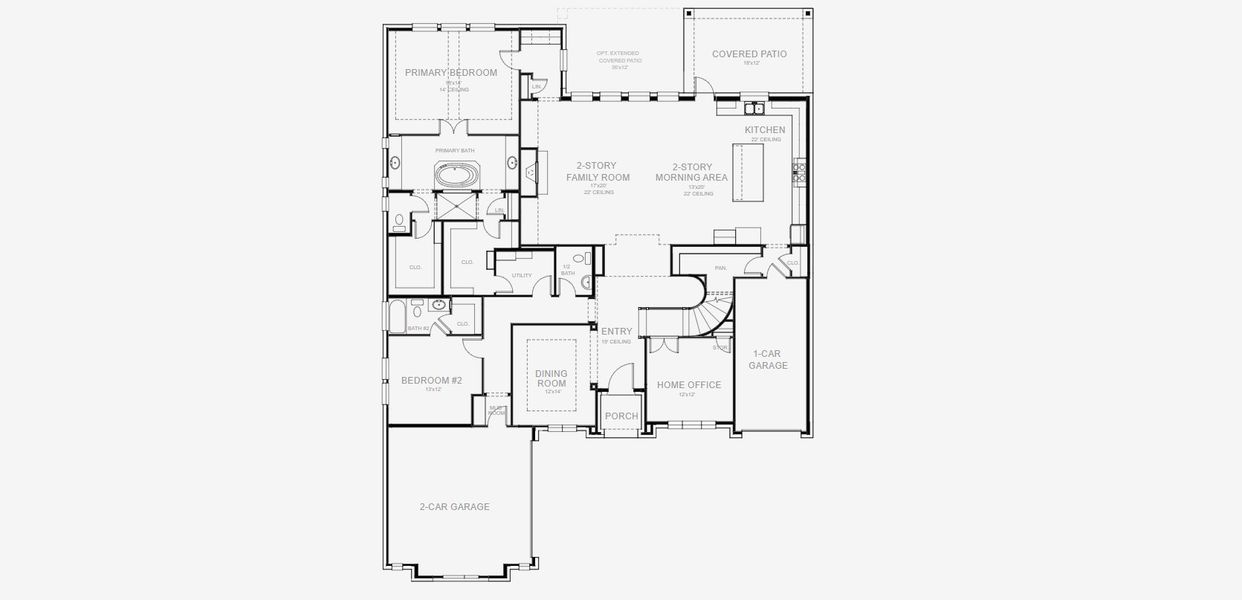 2D floor plan layout for the 4336W by Perry Homes in Evergreen 70', Conroe, TX (Image 3).