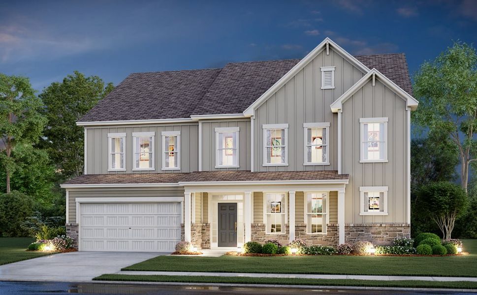 Front exterior of a new home in Stonemill, Monroe, NC, highlighting curb appeal (Image 1). Front exterior of a new home in Stonemill, Monroe, NC, highlighting curb appeal (Image 1).