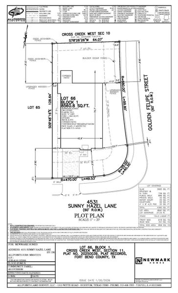 Plot Plan Showcasing the Corner Homesite