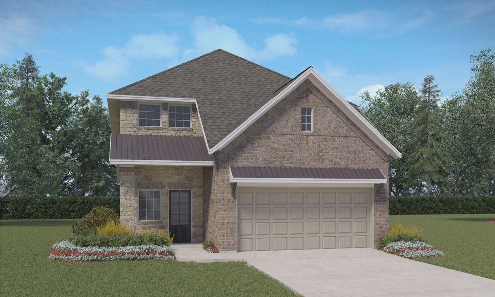Representative exterior photo of a completed home built from the Portland by Chesmar Homes in Evergreen, Conroe, TX (Image 20).