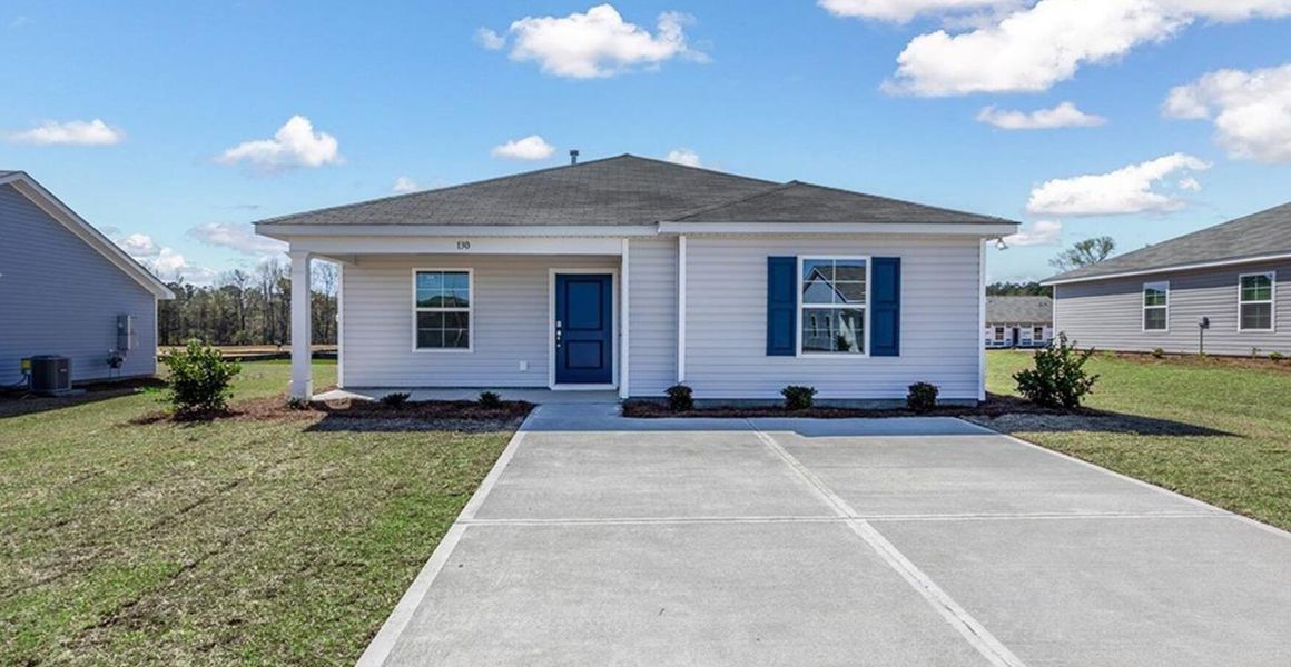 Front exterior of a new home in The Park at Wilkinson, Orangeburg, SC, highlighting curb appeal (Image 1).