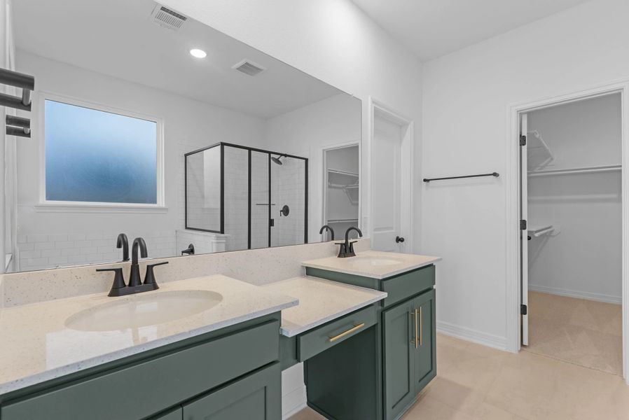 Primary bathroom. Sample product photo. Actual exterior and interior selections may vary by homesite. Photo may be virtually staged. Primary bathroom. Sample product photo. Actual exterior and interior selections may vary by homesite. Photo may be virtually staged.