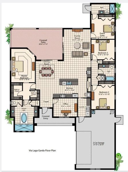 2D floor plan layout of this home in , Port St. Lucie, FL (Image 2).