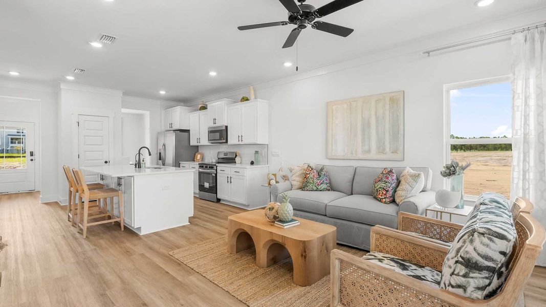 Representative furnished interior of a home built from the Alabaster by D.R. Horton in Colonial East, Panama City Beach (Image 15). Representative furnished interior of a home built from the Alabaster by D.R. Horton in Colonial East, Panama City Beach (Image 15).