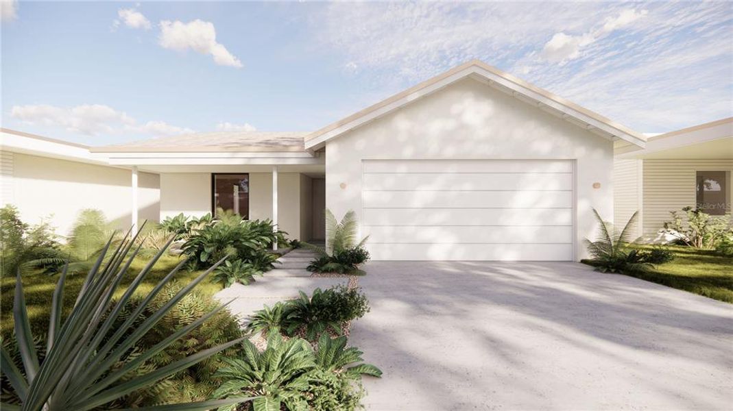Front exterior of a new home in , Lady Lake, FL, highlighting curb appeal (Image 1). Front exterior of a new home in , Lady Lake, FL, highlighting curb appeal (Image 1).