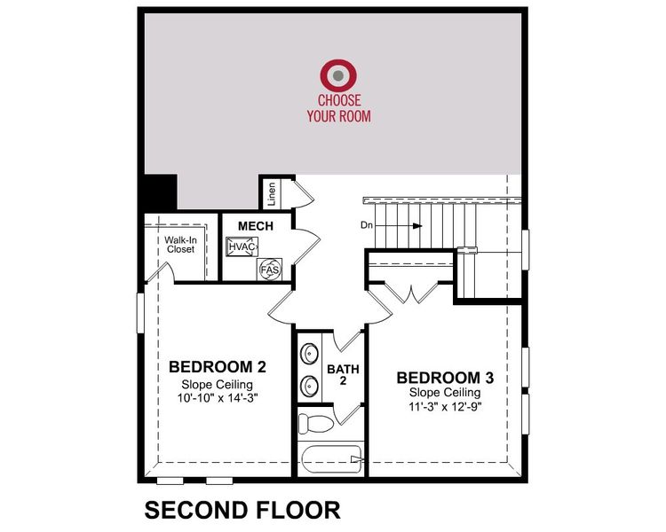 2D floor plan layout for the Brenham by Beazer Homes in Waterbend, Euless, TX (Image 4).