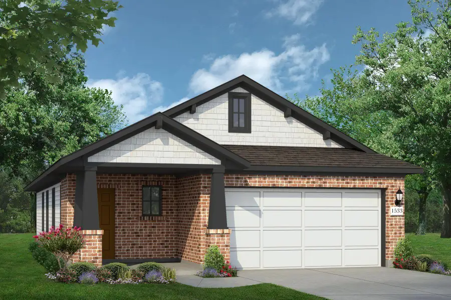 Front exterior of a new home in Azalea, Pattison, TX, highlighting curb appeal (Image 1). Front exterior of a new home in Azalea, Pattison, TX, highlighting curb appeal (Image 1).