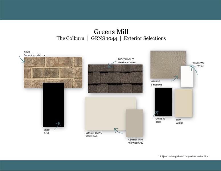Sample of building materials used in homes in The Landing at Greens Mill, Columbia (Image 48).
