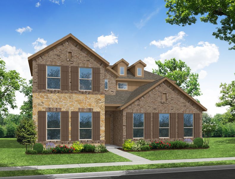 Representative exterior photo of a completed home built from the Brewer by Impression Homes in Redden Farms, Midlothian, TX (Image 6). Representative exterior photo of a completed home built from the Brewer by Impression Homes in Redden Farms, Midlothian, TX (Image 6).