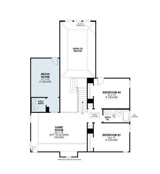 2D floor plan layout of this home in Lilybrooke at Legacy Hills, Celina, TX (Image 3).
