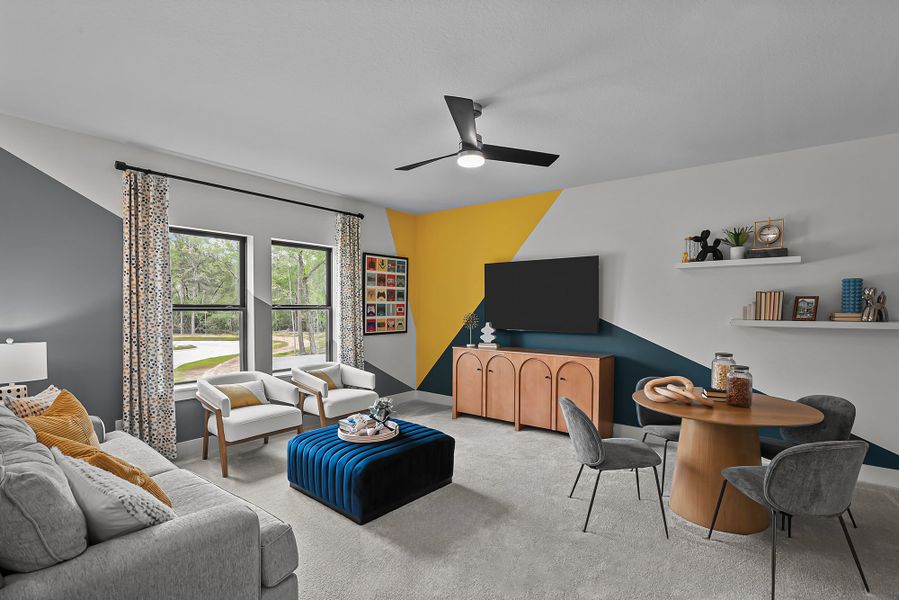 Representative furnished interior of a home built from the The Lavender by David Weekley Homes in Kresston, Montgomery (Image 4). Representative furnished interior of a home built from the The Lavender by David Weekley Homes in Kresston, Montgomery (Image 4).