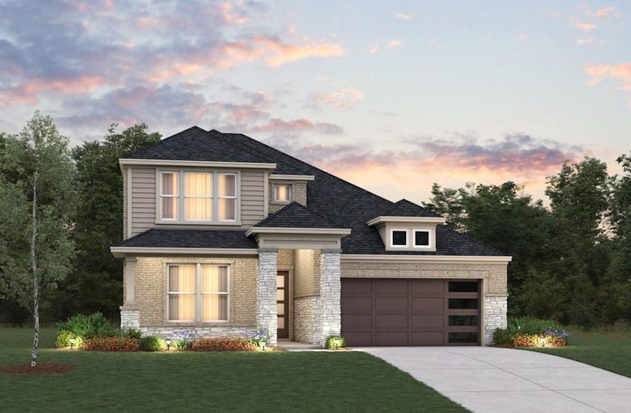 Front exterior of a new home in Bridgeland: Heritage Collection, Cypress, TX, highlighting curb appeal (Image 1).
