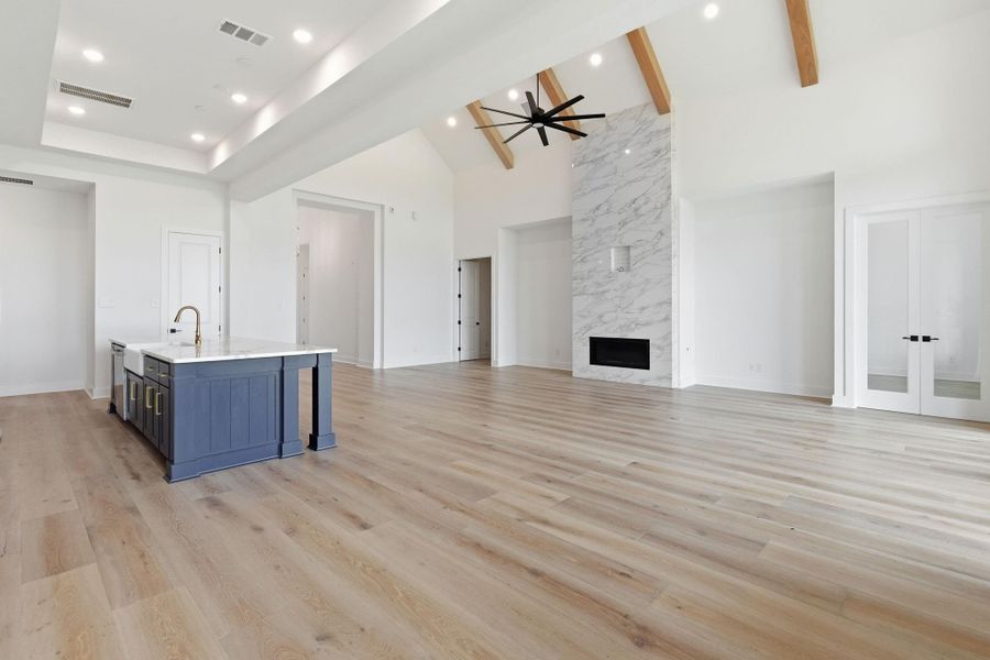 Open plan kitchen with island