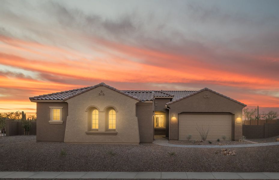 Representative exterior photo of a completed home built from the Cesena by Pulte Homes in Ironwood Estates, Oro Valley, AZ (Image 21). Representative exterior photo of a completed home built from the Cesena by Pulte Homes in Ironwood Estates, Oro Valley, AZ (Image 21).